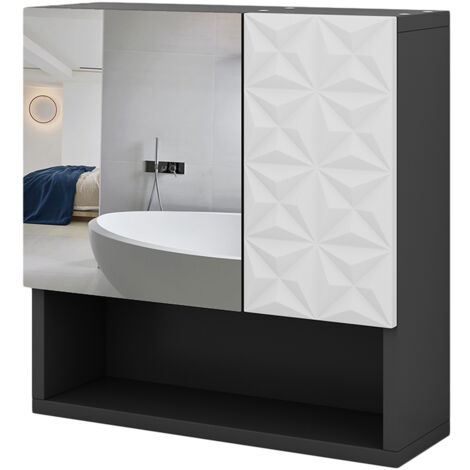 Armoire de toilette Edge, Noir, 54 x 55 cm avec porte et compartiments ouverts, Vicco