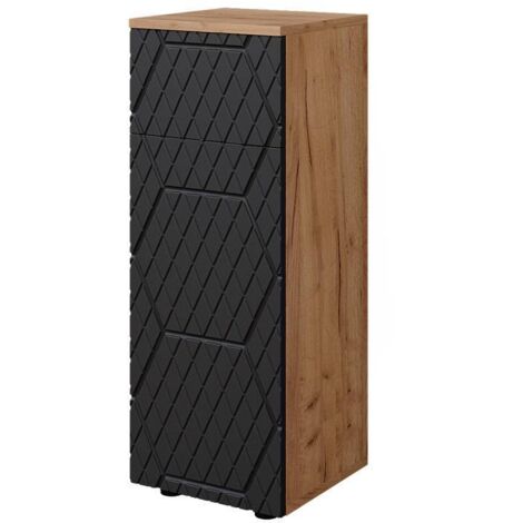 Meuble salle de bain Irma, Anthracite avec structure en nid d'abeille, 30x81cm avec 1 tiroir, 2 compartiments, salle de bain, Vicco