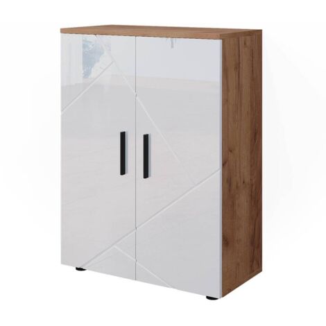Meuble salle de bain Irma, Chêne doré/blanc brillant, 60x81cm, Vicco