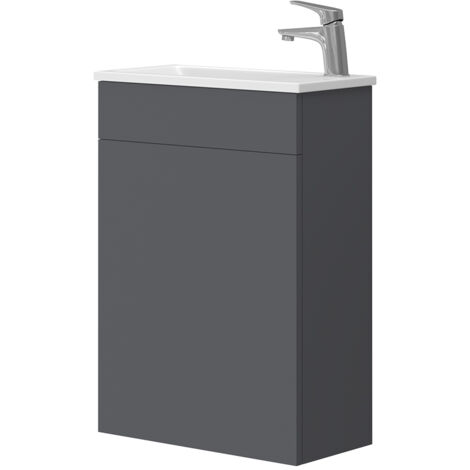 Ensemble de meubles de salle de bain Amadeo, Anthracite, 2 parties, avec lavabo, Vicco