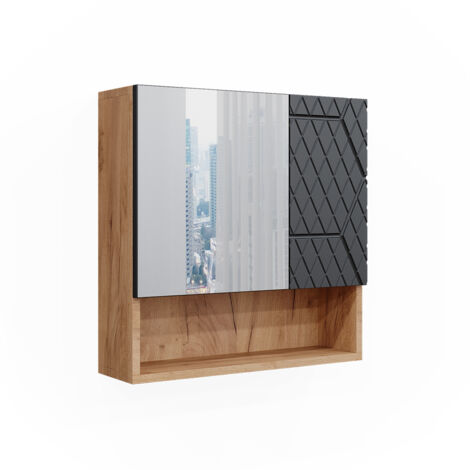 Armoire de toilette Irma, Anthracite avec structure en nid d'abeille, 54x55cm, Vicco