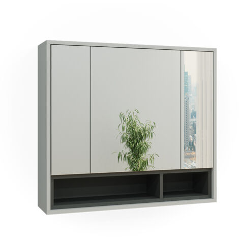 Armoire de toilette Beatrice, Gris/Anthracite, 80 x 72 cm, Vicco