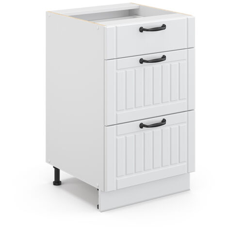 Meuble de rangement de salle de bain Fame-Line, Blanc campagne, 50 x 81.6 cm sans plan de travail, Vicco