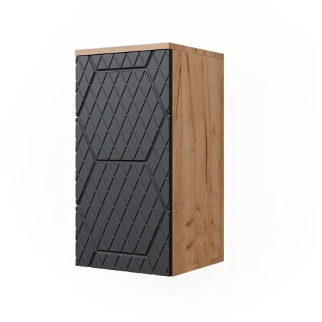 Armoire de salle de bain Irma, Anthracite avec structure en nid d'abeille, 30x59cm 2 compartiments, salle de bain, Vicco