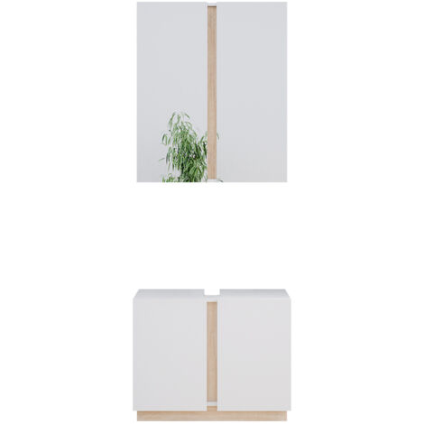 Ensemble de meubles de salle de bain Gloria, Blanc, 2 parties, Vicco