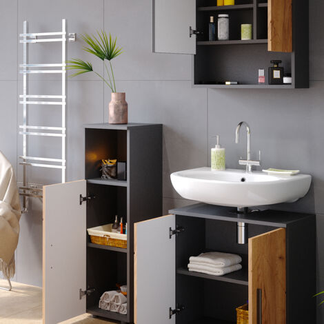Vicco Ensemble de meubles de salle de bains Leano, Blanc, 80 cm, set 1