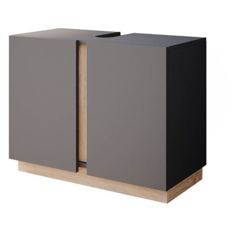 Meuble sous vasque simple Gloria, Anthracite, 70.4 x 55.5 cm avec 2 portes, Vicco (1/5)