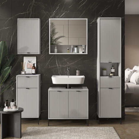 Ensemble de meubles de salle de bain Eliza, Gris, 5 pièces, Vicco