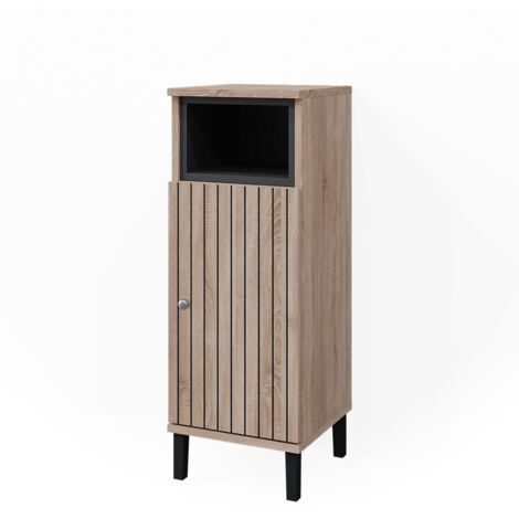 Meuble de rangement de salle de bain Aquis, Sonoma, 30 x 86.8 cm avec porte et compartiment ouvert, Vicco