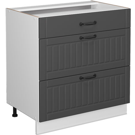 Meuble de rangement de salle de bain Fame-Line, Anthracite, 80 x 81.6 cm avec 3 tiroirs, sans plan de travail, Vicco