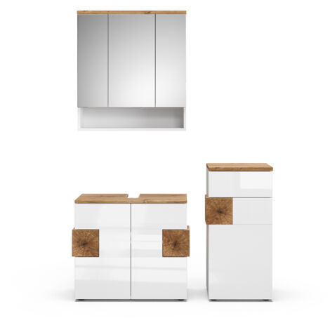 Ensemble de meubles de salle de bain Eden, Blanc, 3 parties, Vicco