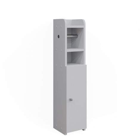 Armoire pour papier toilette Fynn, Blanc, 17.6 x 82.2 cm avec 1 porte, Vicco