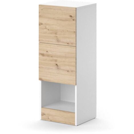 Meuble de rangement de salle de bain Alf, Blanc, 35 x 92 cm avec 2 tiroirs, Vicco
