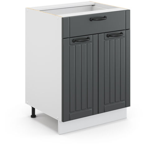 Meuble de rangement de salle de bain Fame-Line, Anthracite, 60 x 81.6 cm avec tiroir, sans plan de travail, Vicco (1/5)