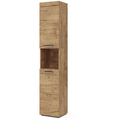 Meuble de rangement de salle de bain Luna, Chêne Wotan, 37 x 190 cm, Vicco