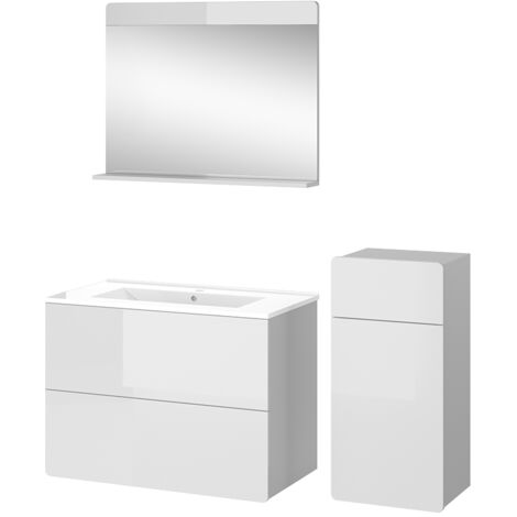 Ensemble de meubles de salle de bain Izan, Blanc, 4 pièces avec armoire de milieu, Vicco