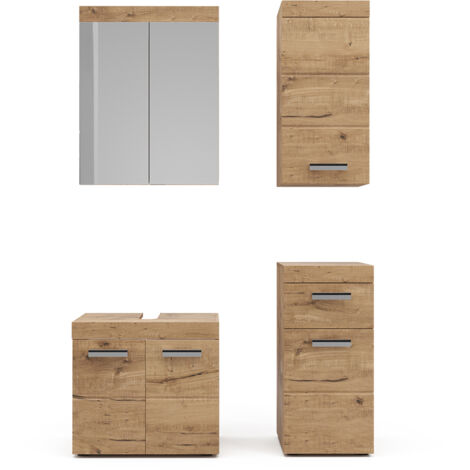 Ensemble de meubles de salle de bain Luna, Chêne Wotan, 4 pièces, avec armoire suspendue, Vicco (1/5)