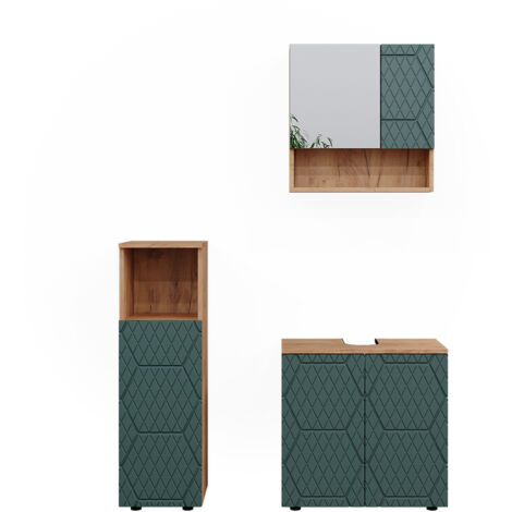 Ensemble de meubles de salle de bain Irma, Vert, 3 pièces, Vicco