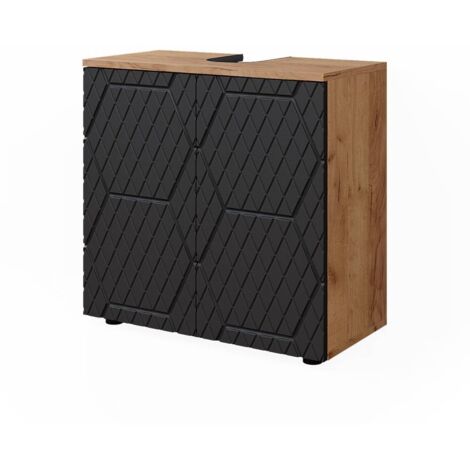 Meuble sous vasque simple Irma, Anthracite avec structure en nid d'abeille, 60x59cm, Vicco