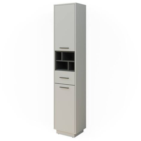 Meuble salle de bain Beatrice, Gris/Anthracite, 38x190cm avec portes, tiroirs et compartiments, Vicco