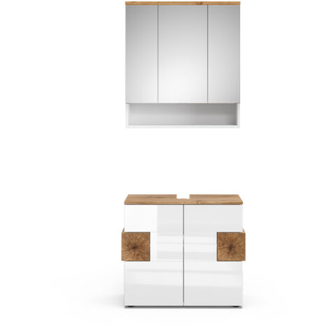 Ensemble de meubles de salle de bain Eden, Blanc, 2 parties, Vicco