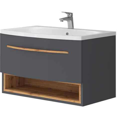 Ensemble de meubles de salle de bain Stelantis, Anthracite, 2 parties, Vicco (1/5)