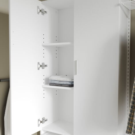 Meuble de machine à laver Martha, Blanc, 64 x 190 cm avec 2 portes longues, Vicco