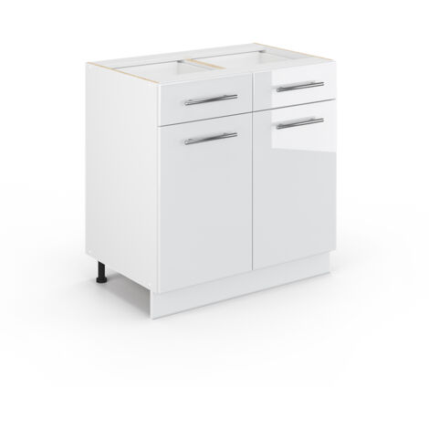 Meuble de rangement de salle de bain Fame-Line, Blanc Haute brillance, 80 x 81.6 cm sans plan de travail, Vicco (1/5)