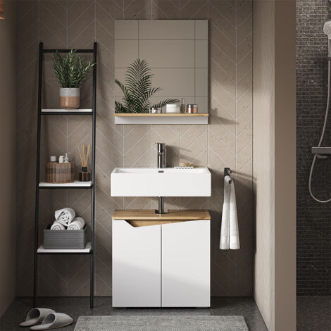Armoire de toilette Marelle, Blanc, 60 x 67 cm avec étagère, Vicco