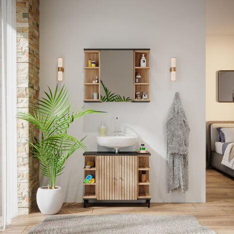 Ensemble Meuble De Salle De Bains VICCO ILIAS 3 Pièces - Goldkraft/Anthracite