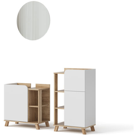 Ensemble de meubles de salle de bain Karen, Sonoma/blanc, 3 pièces, avec armoire centrale, Vicco