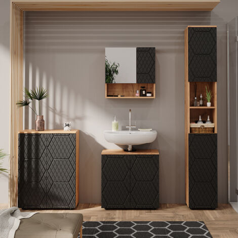 Ensemble meubles bain Irma, 2 pièces, armoire basse 80 cm, Blanc