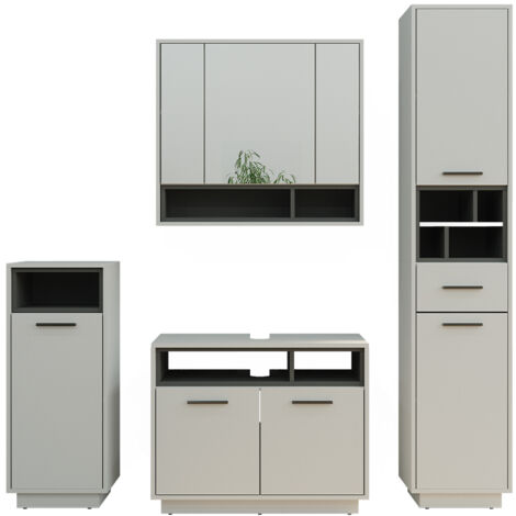 Ensemble de meubles de salle de bain Beatrice, Gris, 4 parties, Vicco (1/5)