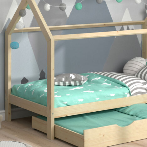 VITALISPA Lit enfant DESIGN, lit cabane, lit d'appoint, sommier à