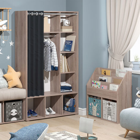 Armoire pour enfants Luigi, Sonoma, 105.8 x 178.1 cm avec tringle à rideaux, Vicco