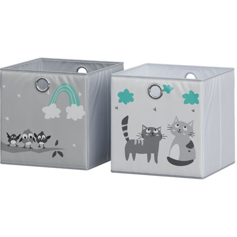 Boîte pliante , Gris (chats et oiseaux), 30 x 30 cm (motif chats & oiseaux), Vicco (1/5)