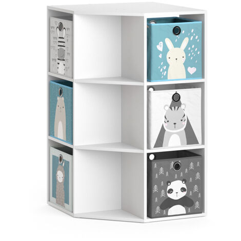 Bibliothèque enfant Luigi, Blanc, 64 x 107.8 cm avec 4 boîtes pliantes, Vicco