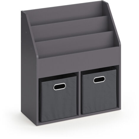 Bibliothèque enfant Luigi, Gris, 72 x 79 cm avec 2 boxes pliants opt.1, Vicco (1/5)