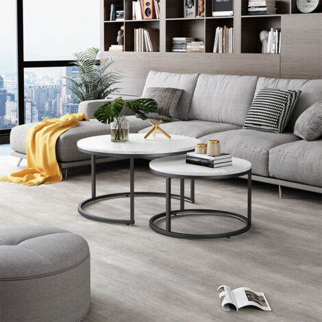 Set de tables basses Montreal, Blanc, 77 x 40 cm 2 pièces, Vicco