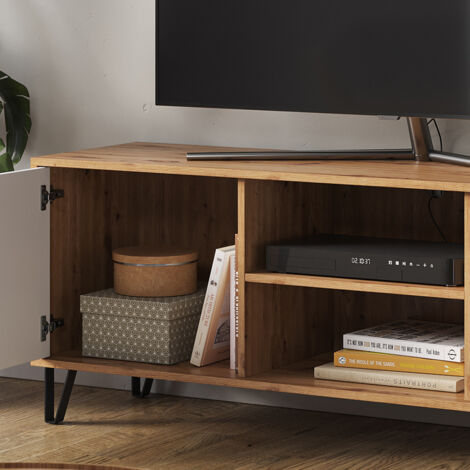 Meuble TV Vicco Amber Chêne 150 Cm - Étagère Basse Avec Tiroir Et Portes