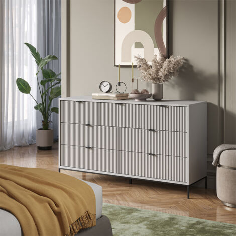 Commode avec tiroirs Eliza, Gris, 140 x 81 cm, Vicco
