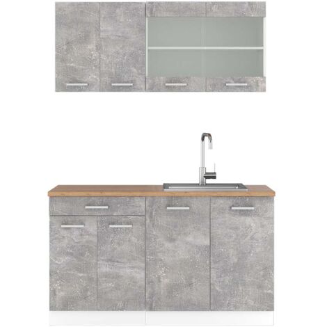 Cuisine R-Line gris noble/chêne doré 300cm , PT Chêne Vicco | gris Cuisine R-Line gris noble/chêne doré 300cm , PT Chêne Vicco | gris