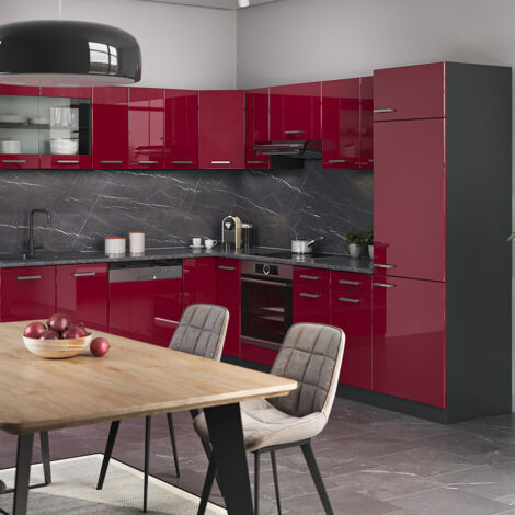 Cuisine Intégrée En Angle VICCO R-Line, Blanc/anthracite, Bloc Cuisine Complet, Neuf
