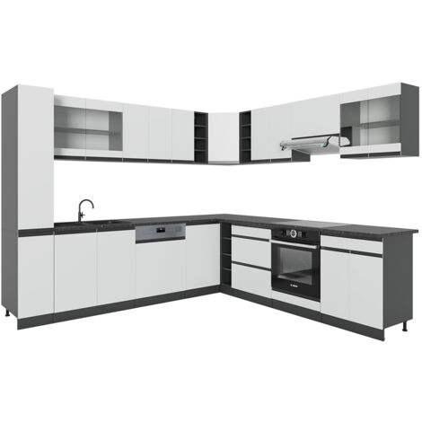 Vicco Cuisine en angle Béton/Anthracite 237x60cm sans PT