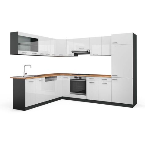 Acheter Vicco Cuisine d'angle R-Line 287x227cm blanc/anthracite