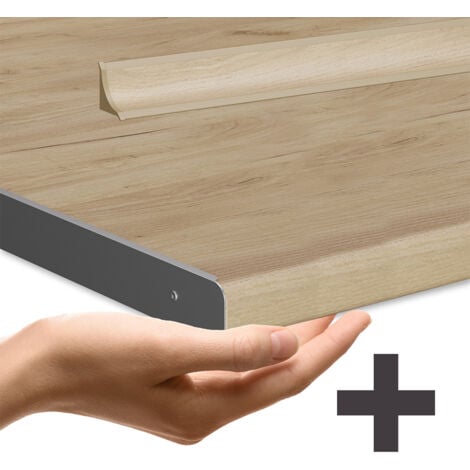 Cuisine R-Line, Anthracite brillant/Chêne doré, 300 cm avec armoire haute, PT Chêne, Vicco