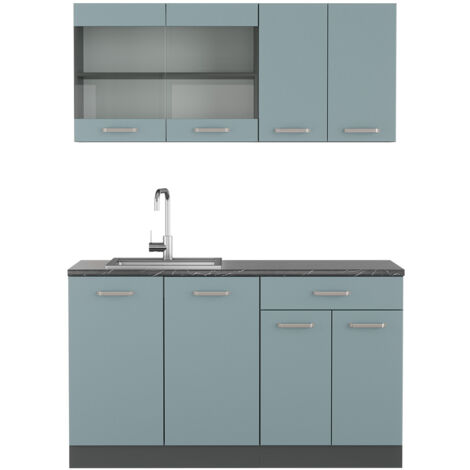 Cuisine R-Line, Bleu-gris/anthracite, 140 cm , PT Anthracite, Vicco