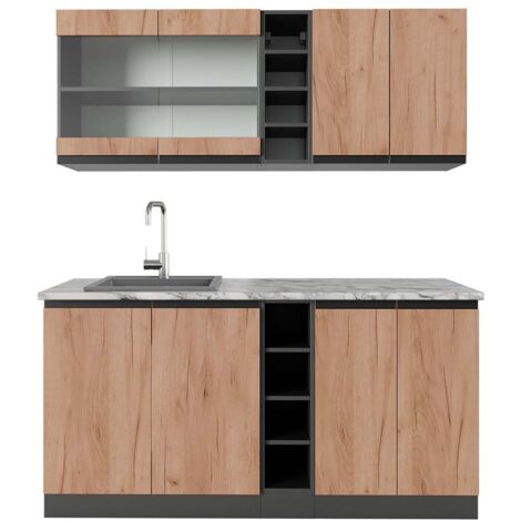 Cuisine R-Line, Chêne doré/anthracite, 160 cm , PT Marbre, Vicco