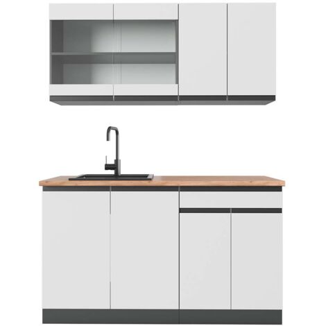 Cuisine R-Line, blanc/anthracite, 140 cm , PT Chêne, Vicco