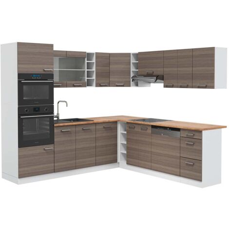 Cuisine en angle R-Line, gris noble/blanc, 237 x 247 cm , PT Chêne, Vicco